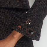 Chanel 00/A Brown Eyelet Tweed Jacket with Matching Skirt Set Size 36 (UK 8)