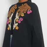 Emilio Pucci Black Round Neck Long Sleeve Cape with Embellishment Detail Size IT 40 (UK 8)