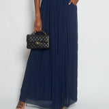 Chanel Navy Pleated High-Waist Trousers with CC Button Detail Size FR 34 (UK 6)