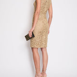 Prada Metallic Gold Sleeveless Floral Crochet Midi Dress Size IT 38 (UK 6)