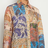 Zimmermann Brown Paisley Print Long Sleeve Shirt Size 1 (UK 10)