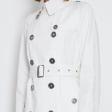 Burberry White Classic Trench Coat with Belt and Button Details Size UK 8