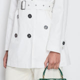 Burberry White Classic Trench Coat with Belt and Button Details Size UK 8