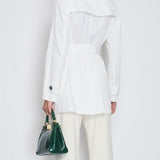 Burberry White Classic Trench Coat with Belt and Button Details Size UK 8