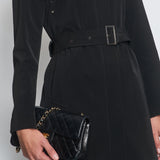 Burberry Black Classic Trench Coat with Belt Detail Size UK 8