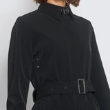 Burberry Black Classic Trench Coat with Belt Detail Size UK 8