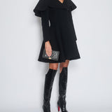 Alexander McQueen Black A-Line Wool Coat with Cape Collar Size IT 40 (UK 8)