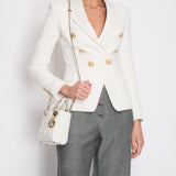 Balmain White Tweed Blazer Jacket with Gold Button Details Size FR 34 (UK 6)