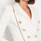 Balmain White Tweed Blazer Jacket with Gold Button Details Size FR 34 (UK 6)