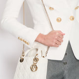 Balmain White Tweed Blazer Jacket with Gold Button Details Size FR 34 (UK 6)