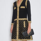 Chanel 15/A Black Long Sleeve Tweed Midi Dress Size FR 40 (UK 12)