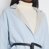 Loro Piana Grey/Blue Reversible Baby Cashmere Jimi Jacket with Leather Belt Size L (UK 12) RRP £5,055