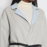 Loro Piana Grey/Blue Reversible Baby Cashmere Jimi Jacket with Leather Belt Size L (UK 12) RRP £5,055