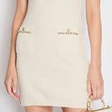 Chanel 24C Beige Knitted Midi Dress with Chain Trim and Pocket Detail Size FR 38 (UK 10)