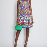 Dolce & Gabbana Blue Sicilian Print Strap Midi Dress with Embellished Button Detail Size IT 42 (UK 10)