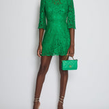 Dolce & Gabbana Green Lace Mid Sleeve Midi Dress Size IT 40 (UK 8)