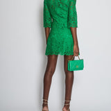 Dolce & Gabbana Green Lace Mid Sleeve Midi Dress Size IT 40 (UK 8)