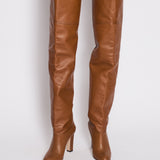 Paris Texas Light Brown Smooth Leather Over The Knee High Boots Size EU 40