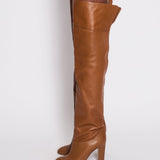 Paris Texas Light Brown Smooth Leather Over The Knee High Boots Size EU 40