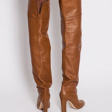 Paris Texas Light Brown Smooth Leather Over The Knee High Boots Size EU 40