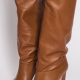 Paris Texas Light Brown Smooth Leather Over The Knee High Boots Size EU 40