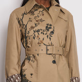 Christian Dior Beige AW22 Trench Coat with Dior Oblique Lining and Cuff Details with Garden Print Details FR 34 (UK 6)