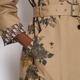 Christian Dior Beige AW22 Trench Coat with Dior Oblique Lining and Cuff Details with Garden Print Details FR 34 (UK 6)