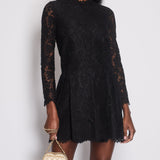 Valentino Black Long Sleeve Lace Midi Dress with Pocket Detail Size IT 40 (UK 8)