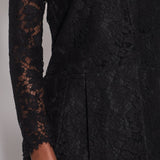 Valentino Black Long Sleeve Lace Midi Dress with Pocket Detail Size IT 40 (UK 8)