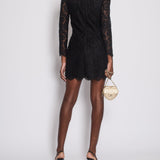 Valentino Black Long Sleeve Lace Midi Dress with Pocket Detail Size IT 40 (UK 8)