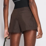 Alexander Wang Brown High Waist Elasticated Shorts with Logo Detail Size US 4 (UK 8)