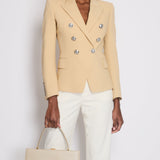 Balmain Beige Blazer Jacket with Silver Buttons and Shoulder Pads Size FR 36 (UK 8)