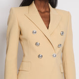 Balmain Beige Blazer Jacket with Silver Buttons and Shoulder Pads Size FR 36 (UK 8)