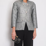 Chanel Black & Silver Metallic Tweed Jacket with CC Button Details Size FR 40 (UK 12)