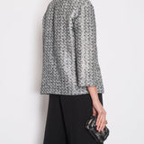 Chanel Black & Silver Metallic Tweed Jacket with CC Button Details Size FR 40 (UK 12)