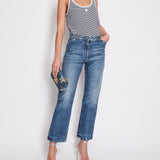 Chanel Printed Straight Leg Jeans with CC Belt Holes Detail Size FR 36 (UK 8)