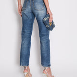 Chanel Printed Straight Leg Jeans with CC Belt Holes Detail Size FR 36 (UK 8)