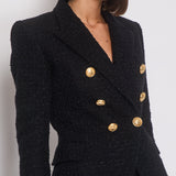 Balmain Black Tweed Double Breasted Blazer Size FR 36 (UK 8)