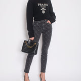 Chanel Washed Black Diamond Print Skinny Jeans Size FR 36 (UK 8)