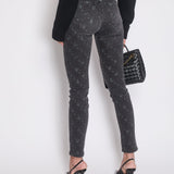 Chanel Washed Black Diamond Print Skinny Jeans Size FR 36 (UK 8)