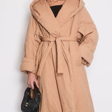 Alaïa Beige Hooded Wrap Coat with Belt Detail Size XS (UK 8)