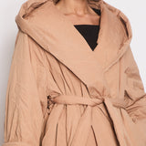 Alaïa Beige Hooded Wrap Coat with Belt Detail Size XS (UK 8)