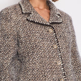 Chanel Brown, Beige and White Tweed Jacket with Transparent CC Logo Button Details Size FR 44 (UK 16)