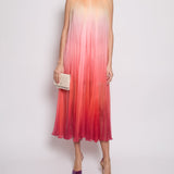 Chanel 20A Ombre Pink, Peach and Orange Silk Pleated Sleeveless Midi Dress Size FR 34 (UK 6) RRP £5,500