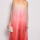 Chanel 20A Ombre Pink, Peach and Orange Silk Pleated Sleeveless Midi Dress Size FR 34 (UK 6) RRP £5,500