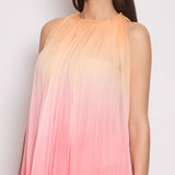 Chanel 20A Ombre Pink, Peach and Orange Silk Pleated Sleeveless Midi Dress Size FR 34 (UK 6) RRP £5,500