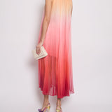 Chanel 20A Ombre Pink, Peach and Orange Silk Pleated Sleeveless Midi Dress Size FR 34 (UK 6) RRP £5,500