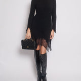 Chanel Black Round Neck Long Sleeve Mohair Midi Dress Size FR 36 (UK 8)