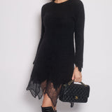 Chanel Black Round Neck Long Sleeve Mohair Midi Dress Size FR 36 (UK 8)