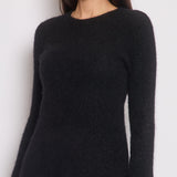 Chanel Black Round Neck Long Sleeve Mohair Midi Dress Size FR 36 (UK 8)